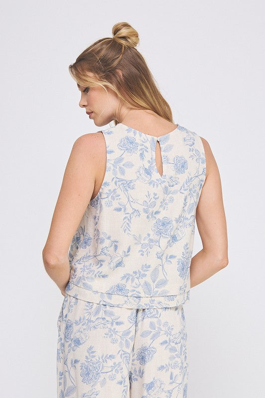 40% Off - Find The Purpose Floral Linen Tank