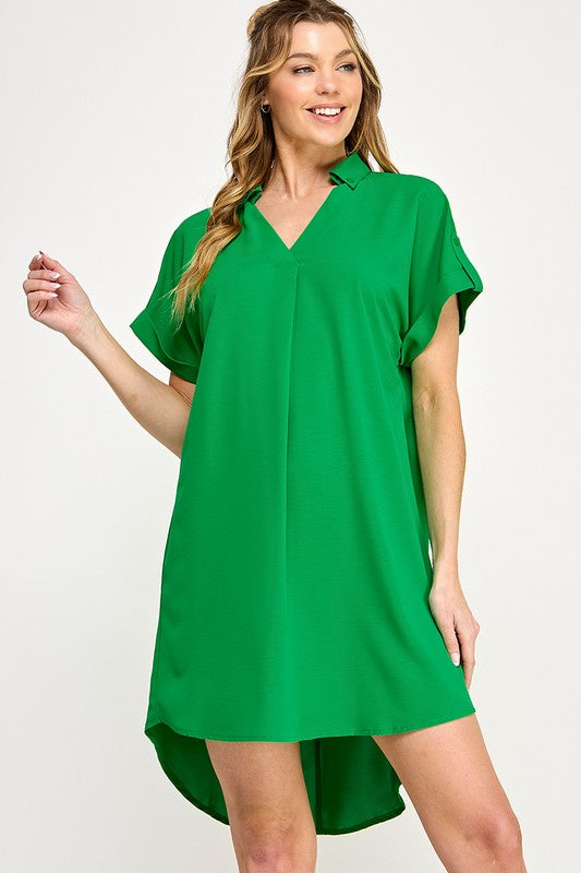 Daydreaming Green V-Neck Dress