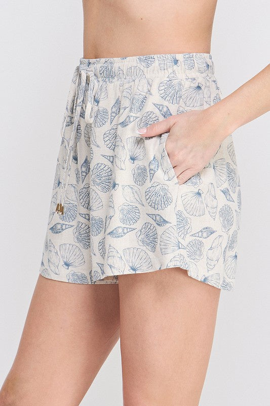 Shore Thing Sea Shell Linen Shorts