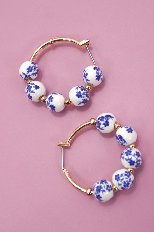 Blue Willow Hoop Earrings