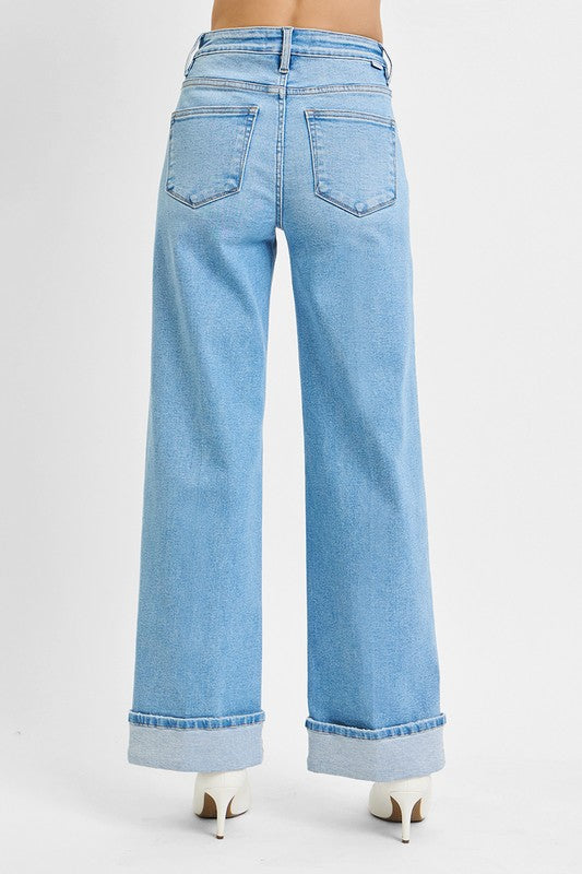 Lesson Learned Wide Leg Risen Jeans