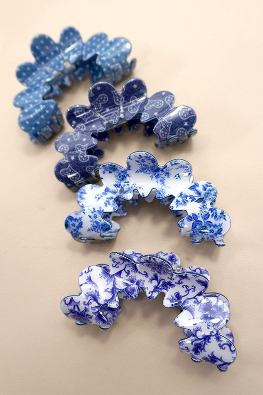 Blue Willow Hair Clips