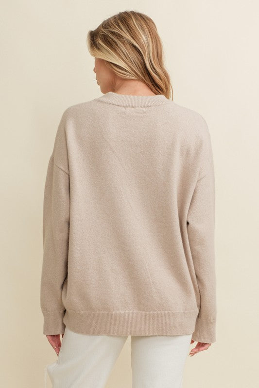 Bareback Rider Beige Horseshoe Sweater
