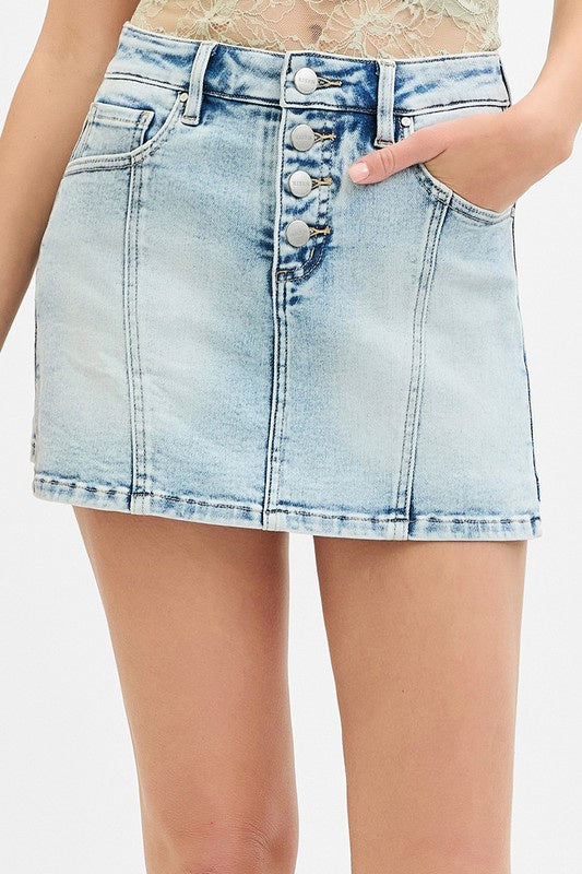 Your Secret Is Safe With Me Denim Risen Skort