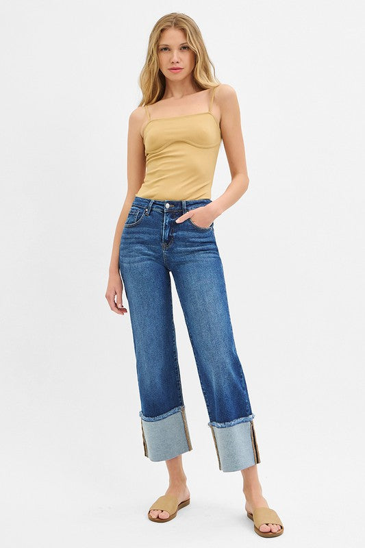 Counting On You Cropped Wide Leg Risen Jeans