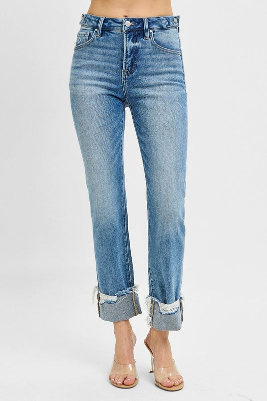 Don't Stress It Sis Straight Leg Risen Jeans