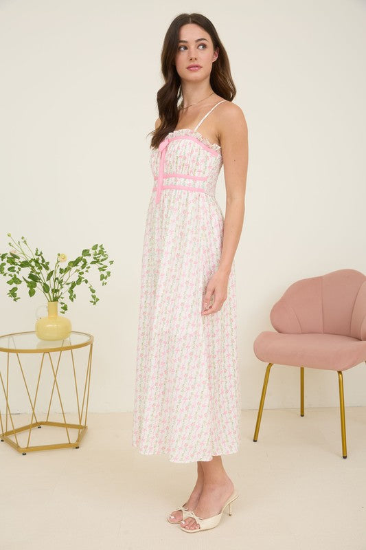 Bows & Pearls Pink Bow Maxi Dress