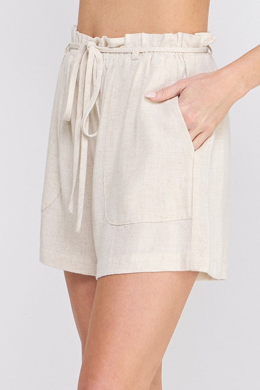 Better Late Than Never Taupe Linen Shorts
