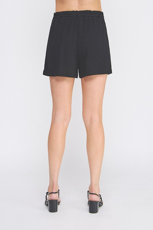 Better Late Than Never Black Linen Shorts