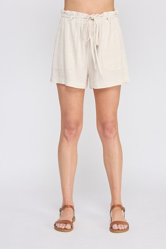 Better Late Than Never Taupe Linen Shorts