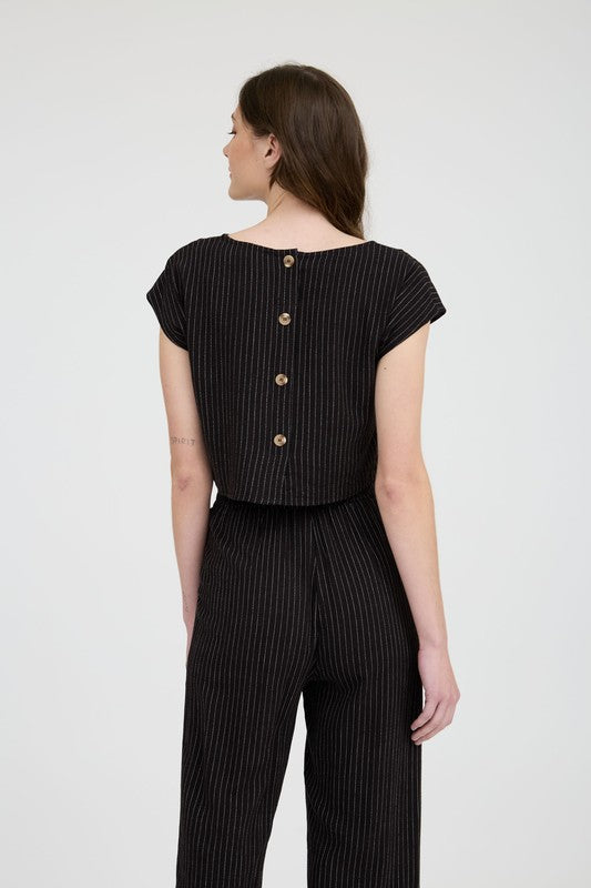 50% Off - On Lake Time Black Linen Top