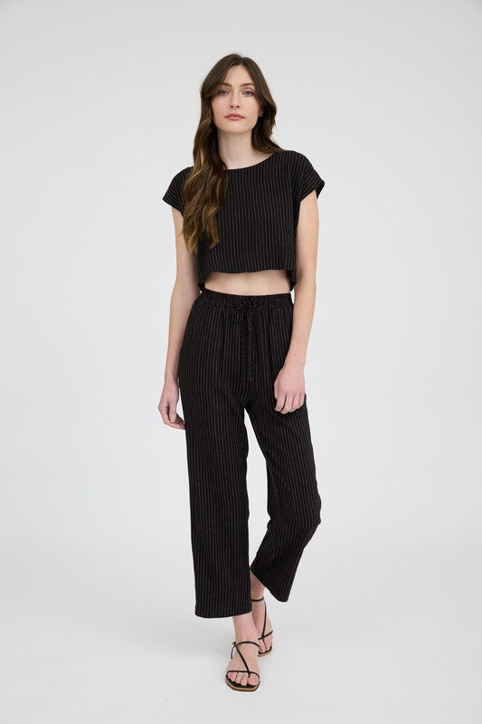 50% Off - On Lake Time Black Linen Pants