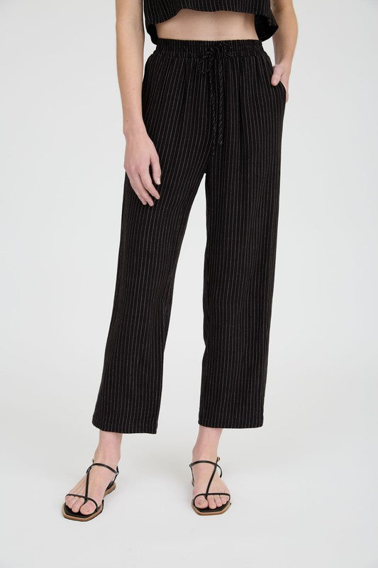 50% Off - On Lake Time Black Linen Pants