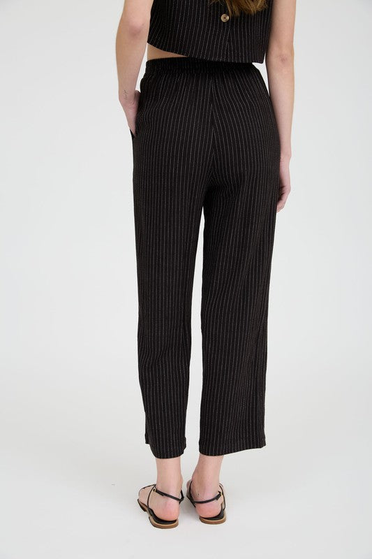 50% Off - On Lake Time Black Linen Pants