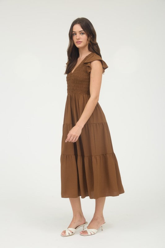 Don't Mind If You Do Brown Mid Maxi Dress