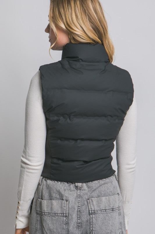 Winter Vacation Black Puffer Vest