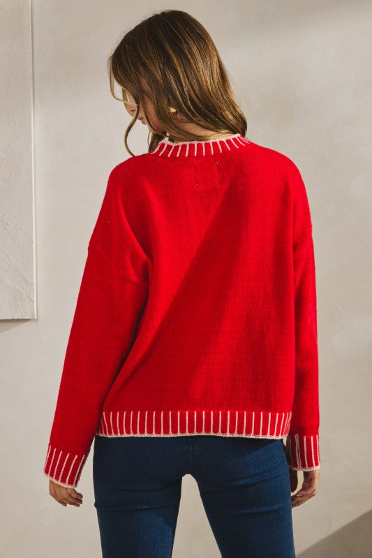 50% Off - A Whole Lotta Holly Jolly Red Knit Sweater