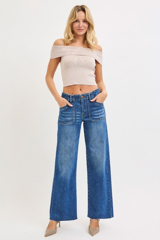 Walk The Line Wide Leg Risen Jeans