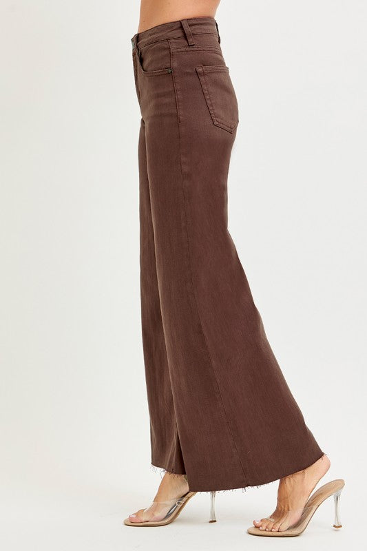 Brown Eyed Girl Brown Wide Leg Risen Jeans