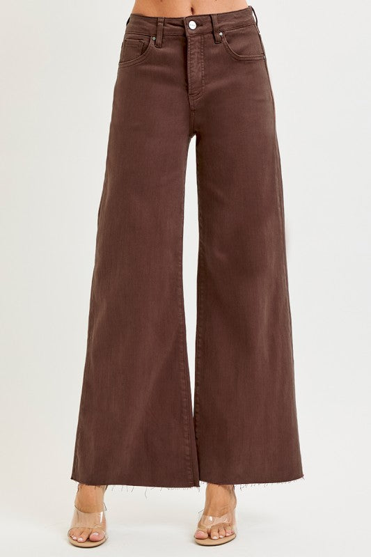 Brown Eyed Girl Brown Wide Leg Risen Jeans