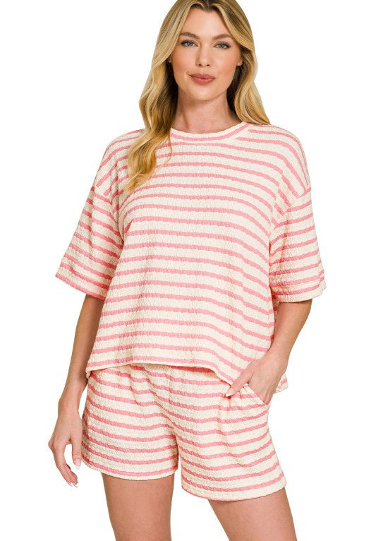 Stayin' In Pink Striped Lounge Set