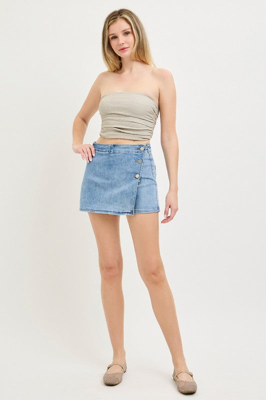 Dim The Lights Denim Risen Skort