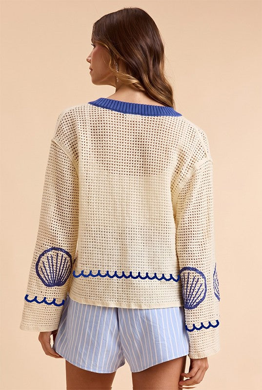 Sea Ya Later Shell Knit Cardigan