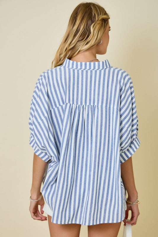 Sandy Shores Navy Striped Blouse