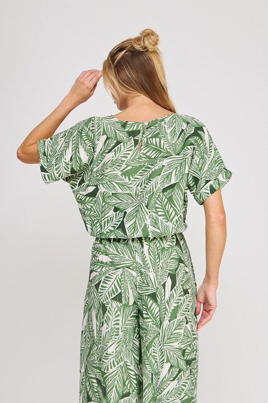 Outskirts Of Paradise Palm Tree Printed Blouse