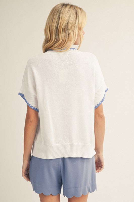Surf Shop At Sunrise White Seashell Knit Top