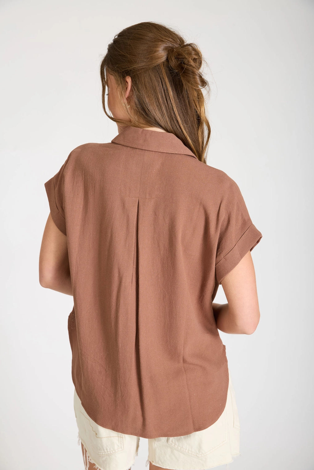 When The Leafs Start Turning Rust Collared V-Neck Top