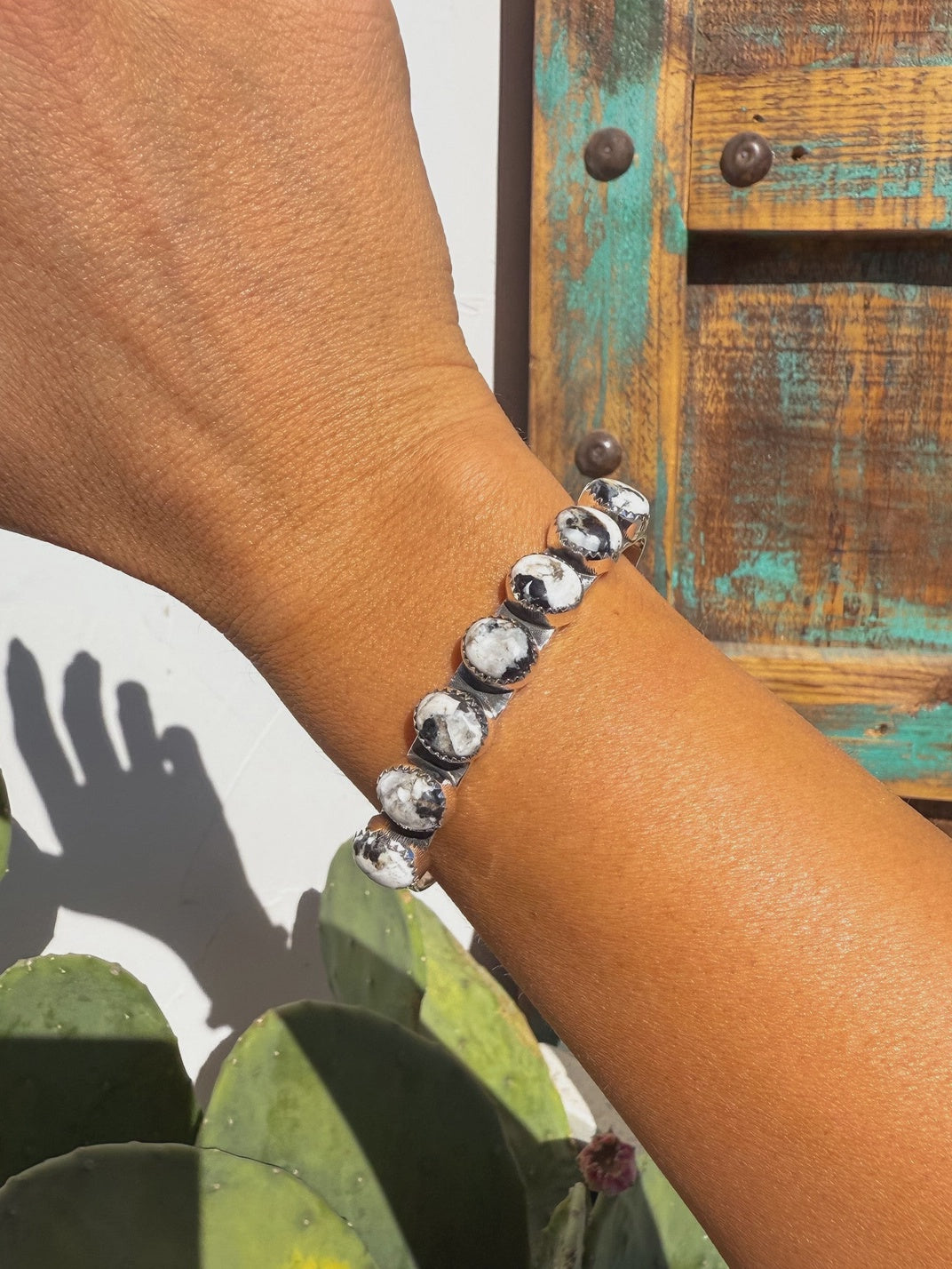 Sterling Silver White Buffalo Cuff