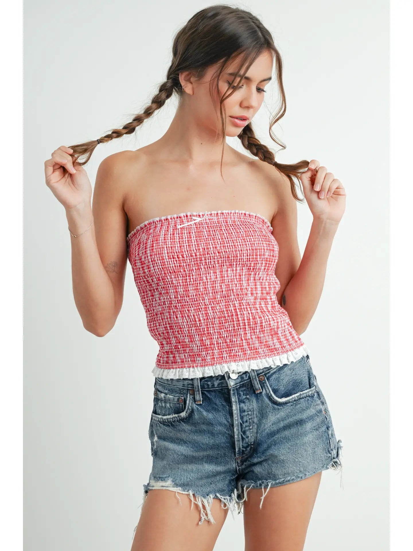 Let Freedom Ring Red Striped Strapless Top