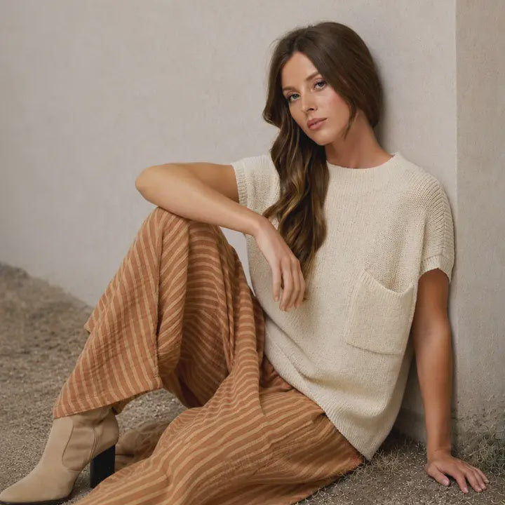 Nothing To See Here Oatmeal Knit Sweater Top