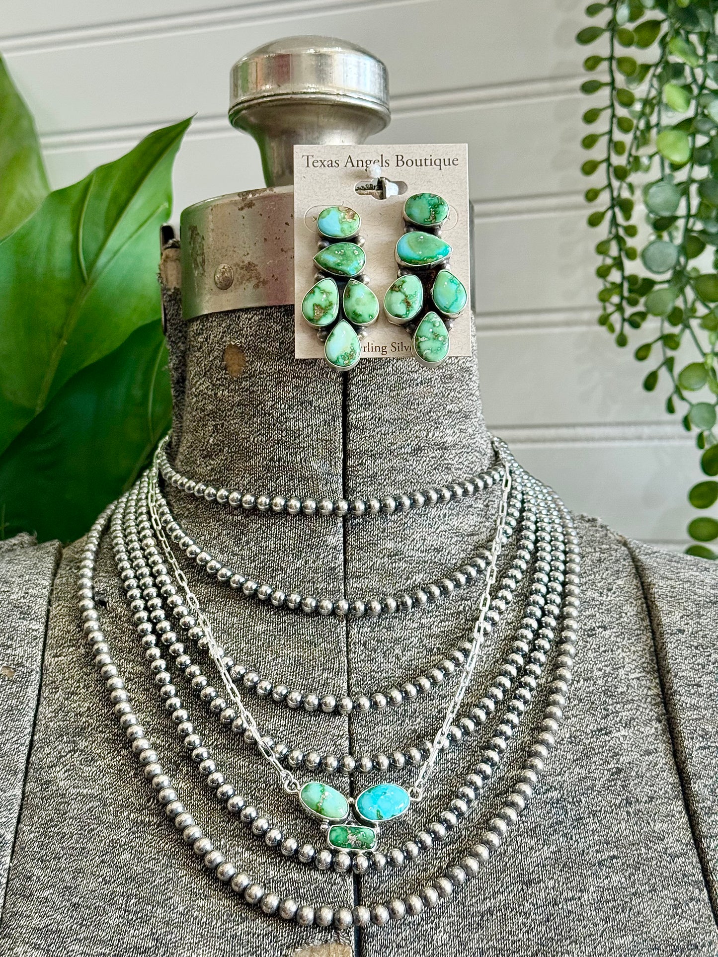Navajo Handmade Sterling Silver Sonoran Gold Turquoise Cluster Post Earrings