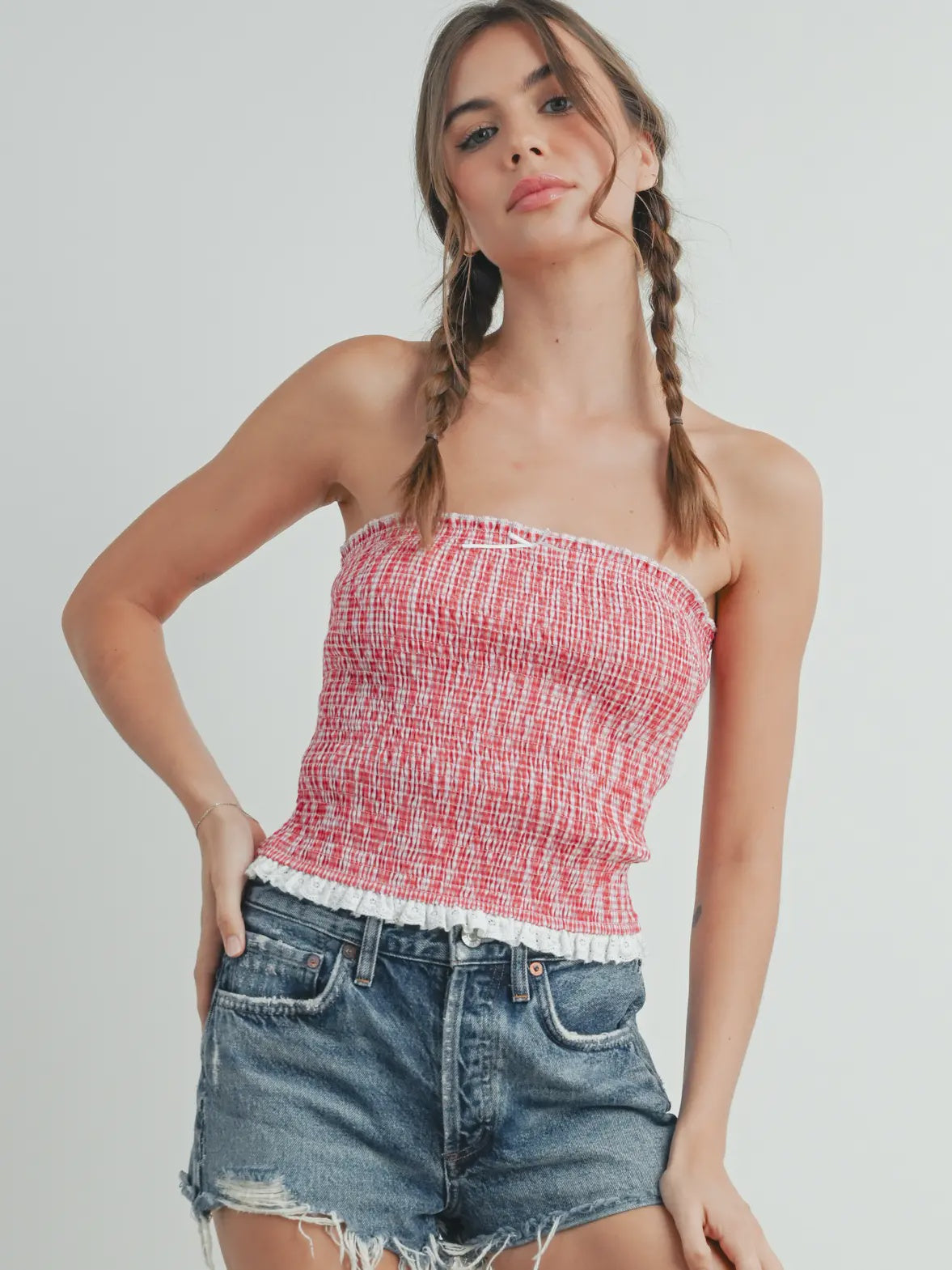 Let Freedom Ring Red Striped Strapless Top
