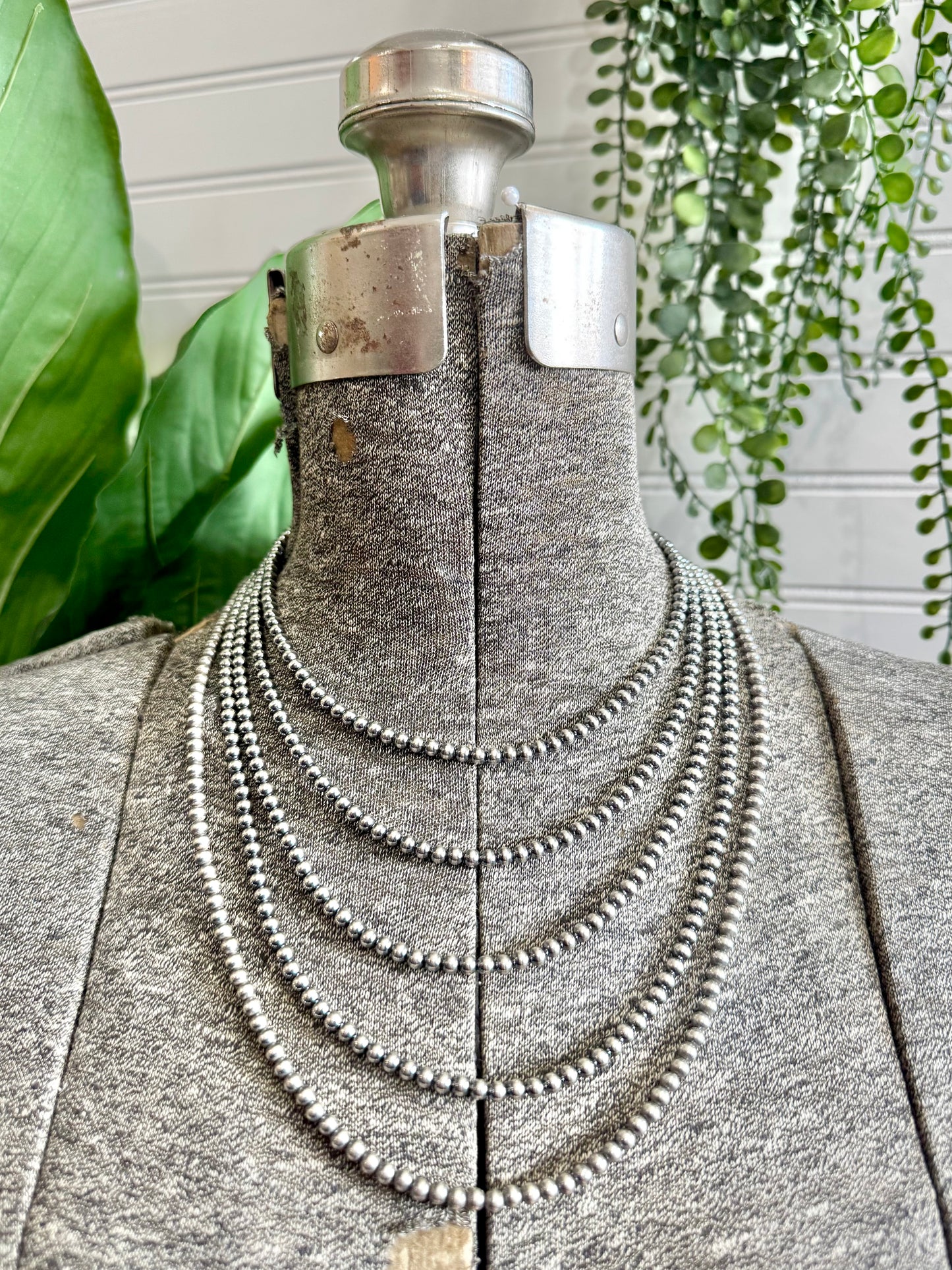 4MM Sterling Silver Navajo Pearl Necklace