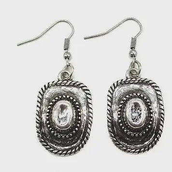 Silver Cowboy Hat Earrings