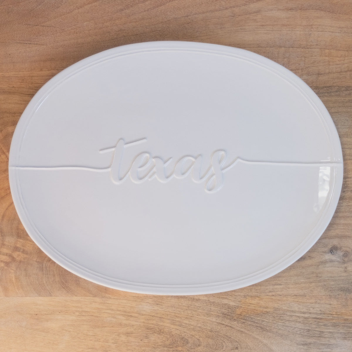 White Oval Texas Platter
