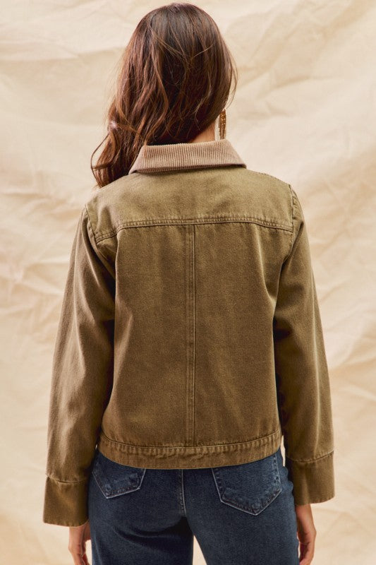 Joy To The World Olive Corduroy Jacket