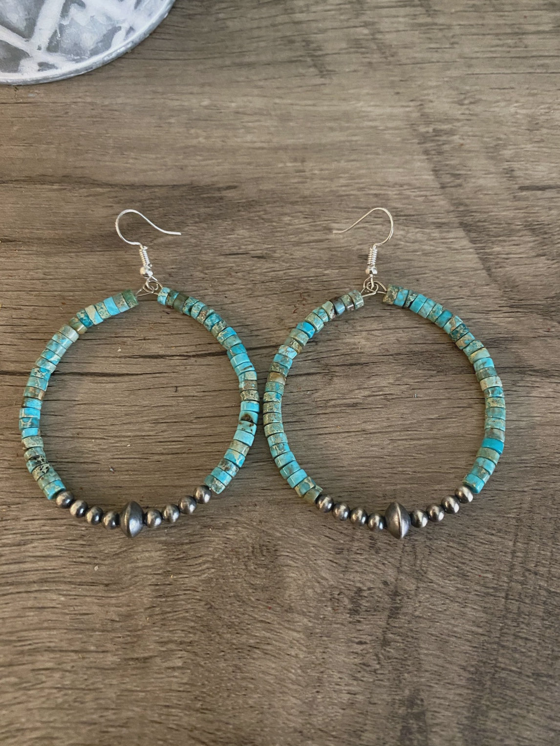 Sterling Silver Navajo Pearls & Kingman Turquoise Earrings