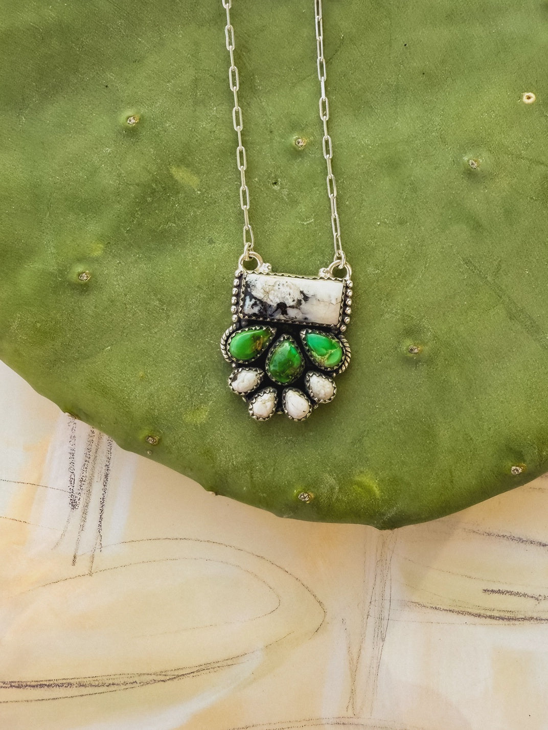 Sterling Silver Genuine Turquoise & White Buffalo Necklace