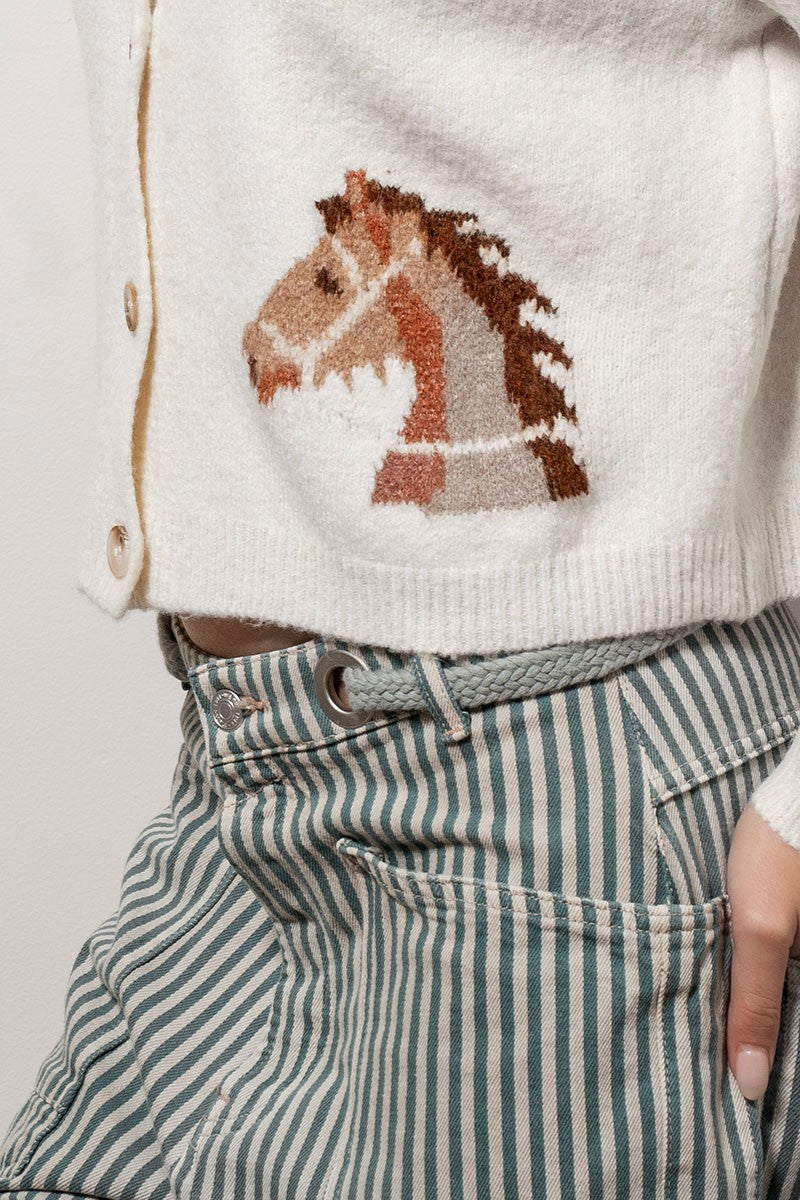 Girls Gotta Do What A Girls Gotta Do Ivory Horse Sweater