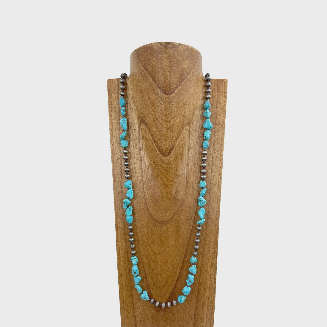 Turquoise & Silver Beaded Necklace