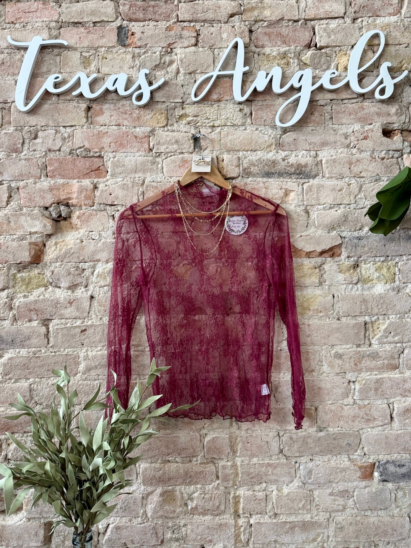 50% Off - Lovely In Lace Burgundy Lace Top