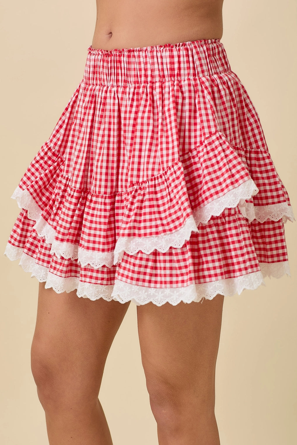 Party In The USA Red Plaid Skort