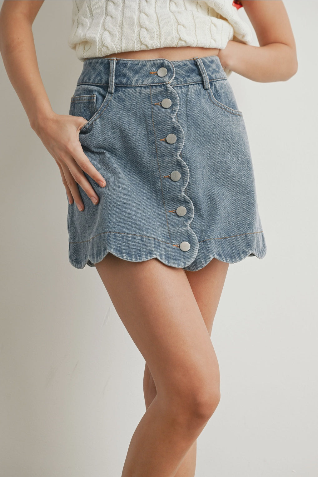 Blue Jean Baby Denim Scalloped Skirt