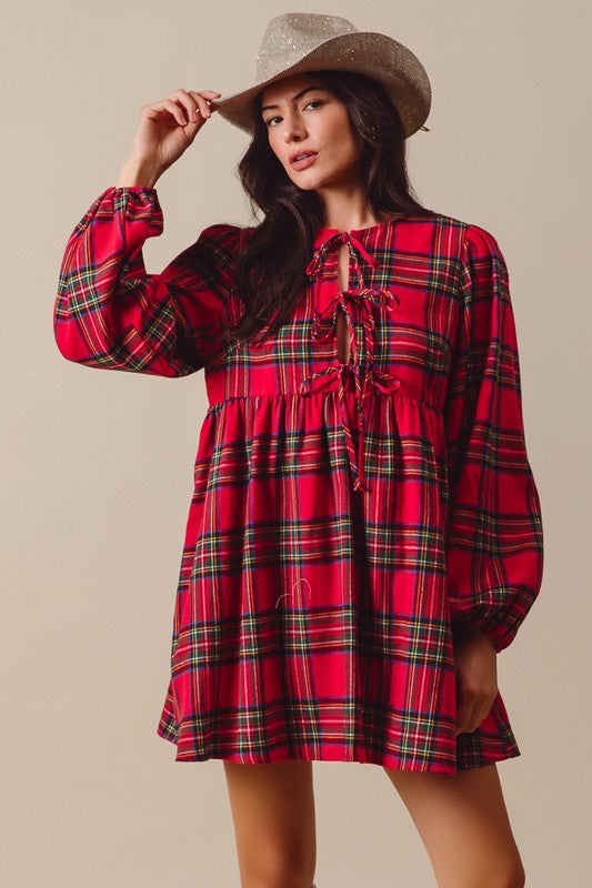 50% Off - Feelin’ Pine Plaid Dress