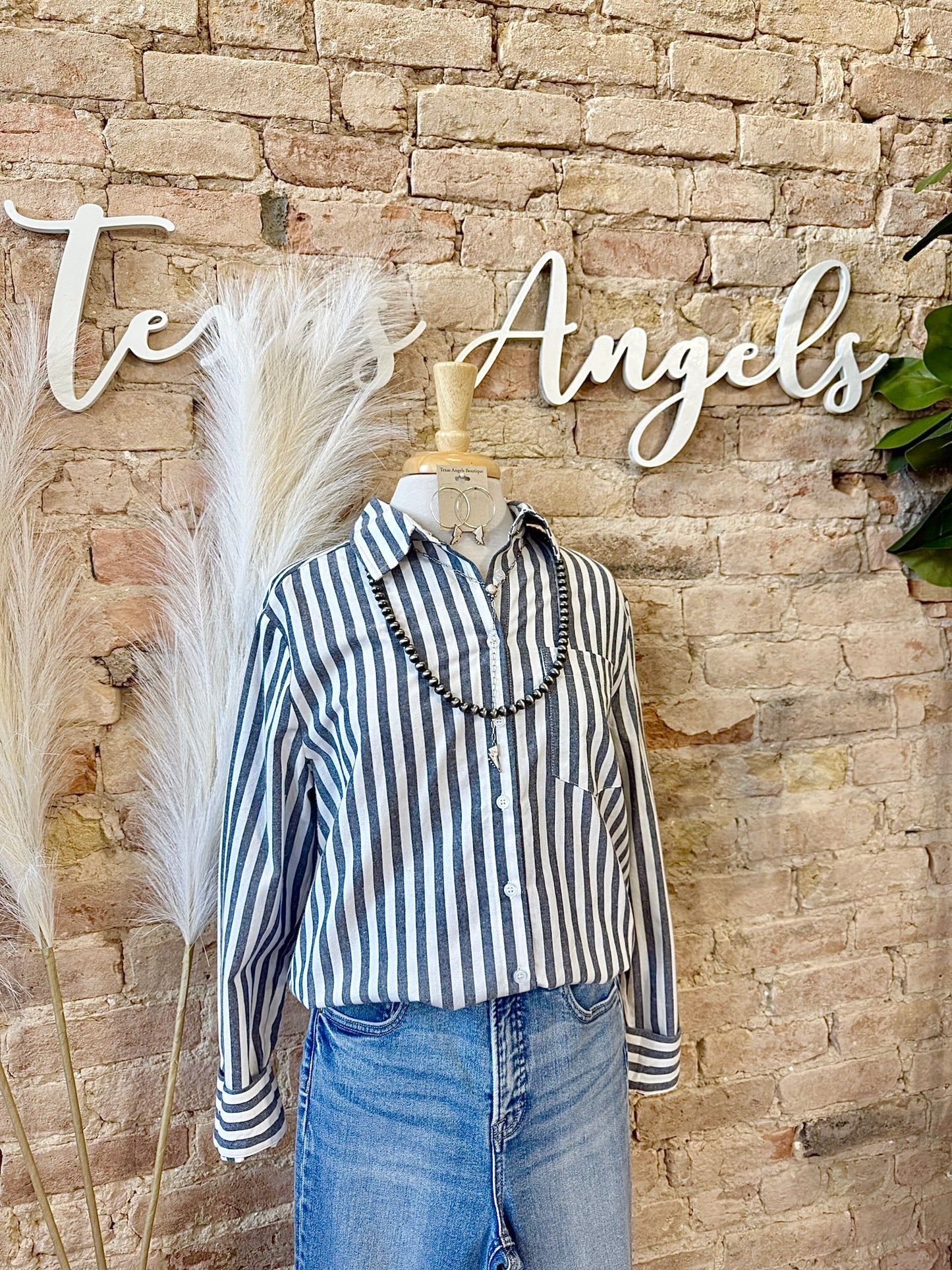 Soft Spoken Navy Striped Shirt