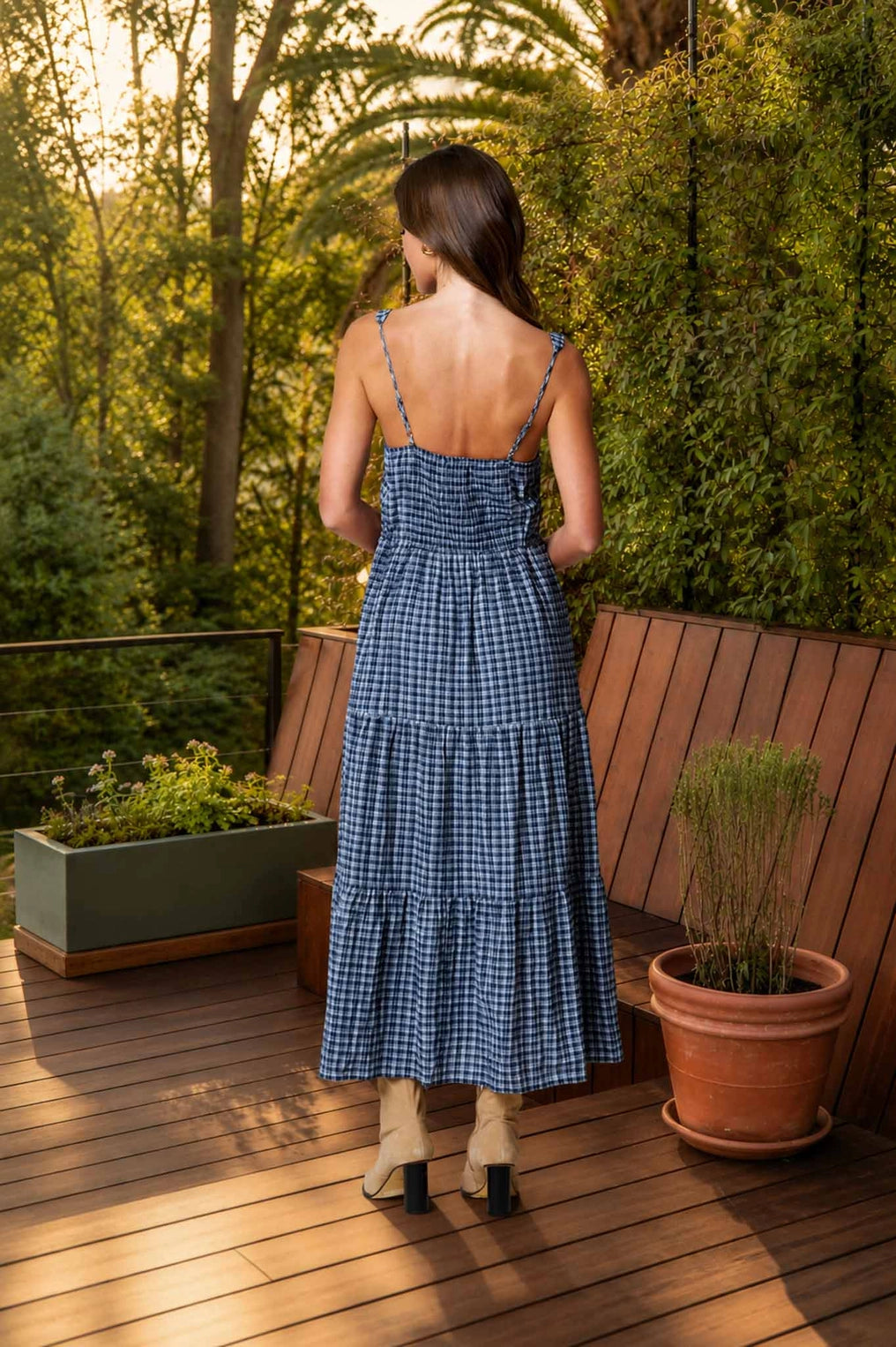 Happiness Is Homemade Navy Plaid Mid Maxi Dress